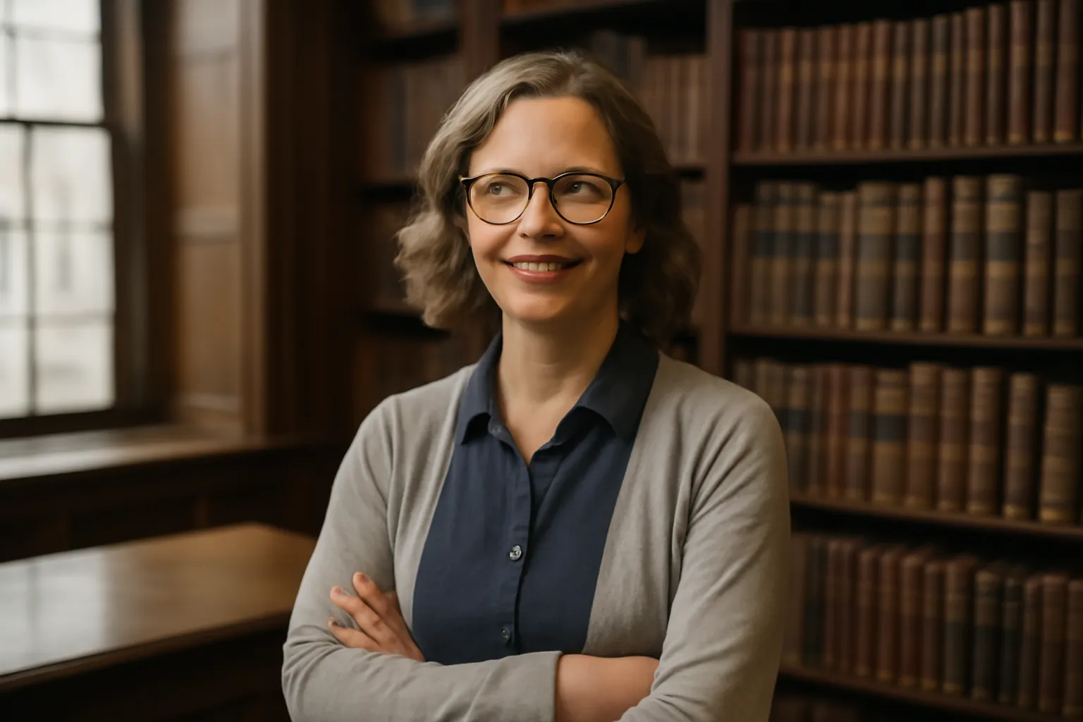 Sophie Marchenko, bibliothécaire spécialisée dans les fonds slaves, dans une salle de lecture patrimoniale à Paris