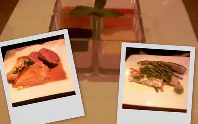 Plats du restaurant Les Comperes : salade, selle d