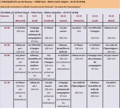 Programme du festival de cinema russe Regards de Russie a Paris