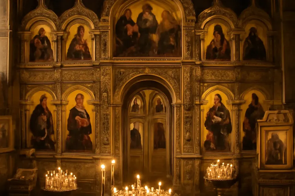 Détail architectural byzantino-russe d’une église orthodoxe de Paris