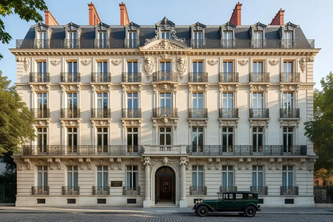 Rue résidentielle calme et arborée du 16e arrondissement de Paris, immeubles de standing