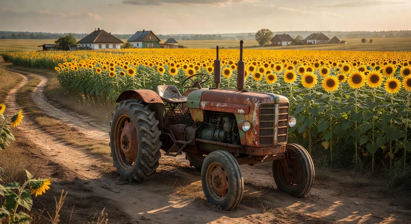Tracteur dans la campagne ukrainienne