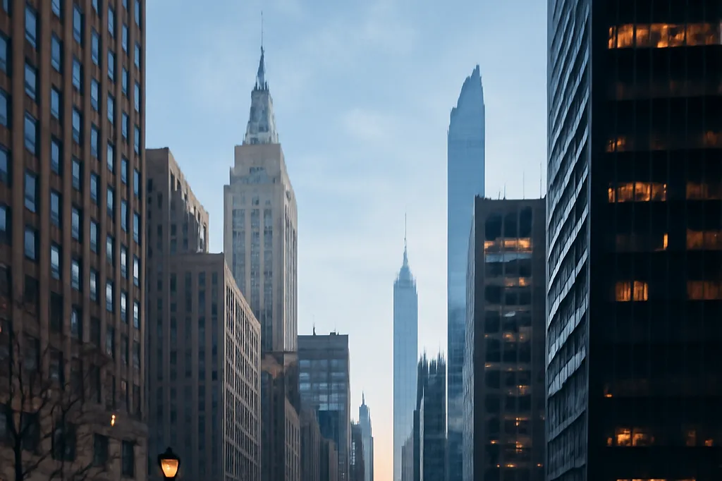 Gratte-ciel de Manhattan sous un ciel d'hiver